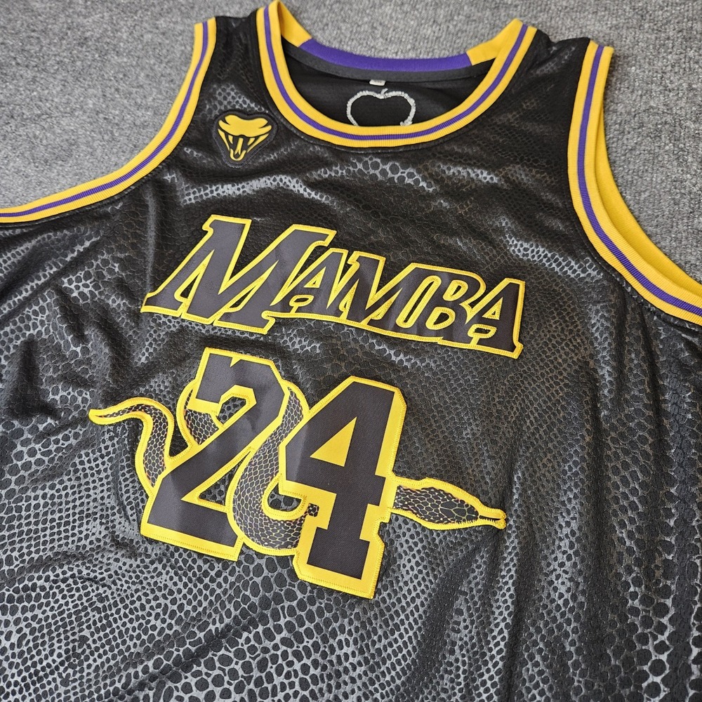 Kobe Bryant Mamba Basketball Jersey Adult Size 2XL‎ Patch Letters Snake Print
